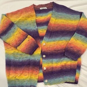 3/$75 Rainbow knit cardigan sweater small